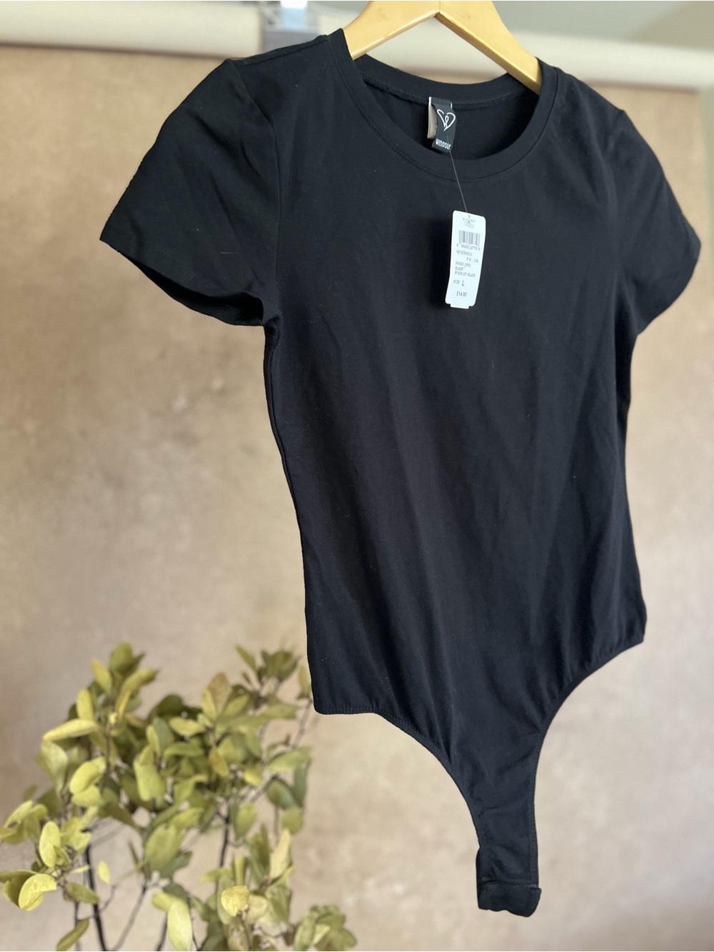 NWT Women’s Black Short Sleeve Bodysuit One-Piece Minimalist Capsule Wardrobe